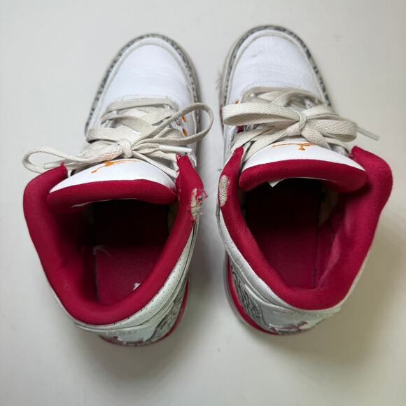 Nike Air Jordan 3 Retro OG Sneaker Shoes Cardinal Red Youth Size 4 - Picture 7 of 9